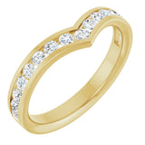 14K Gold Round Lab-Grown Diamond Channel-Set V Contour Band - Yellow Gold