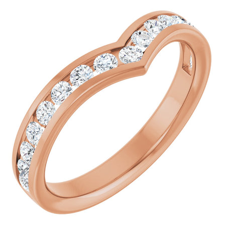 14K Gold Round Lab-Grown Diamond Channel-Set V Contour Band - Rose Gold