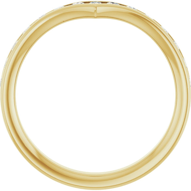 14K Gold Round Lab-Grown Diamond Channel-Set V Contour Band - Yellow Gold - view 2