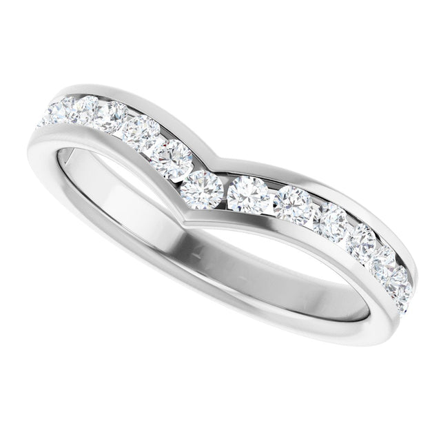 Platinum Round Lab-Grown Diamond Channel-Set V Contour Band - view 5