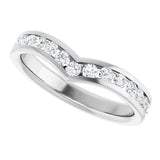 14K Gold Round Lab-Grown Diamond Channel-Set V Contour Band - White Gold - view 5