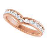 14K Gold Round Lab-Grown Diamond Channel-Set V Contour Band - Rose Gold - view 5