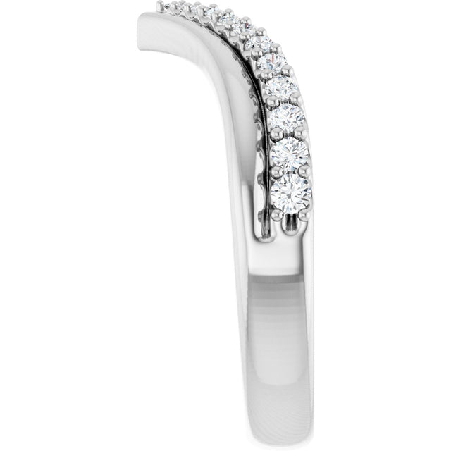 14K Gold Round Natural Diamond Contour Band - 1/4 CTW - White Gold - view 9