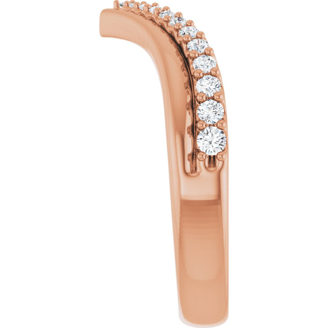 14K Gold Round Natural Diamond Contour Band - 1/4 CTW - Rose Gold - view 9