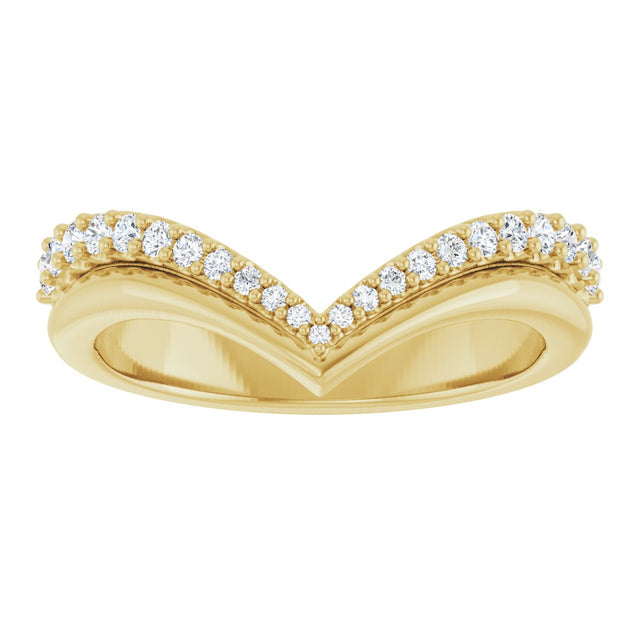 14K Gold Round Natural Diamond Contour Band - 1/4 CTW - Yellow Gold - view 8
