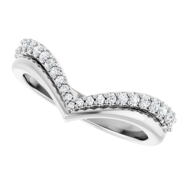 14K Gold Round Natural Diamond Contour Band - 1/4 CTW - White Gold - view 10