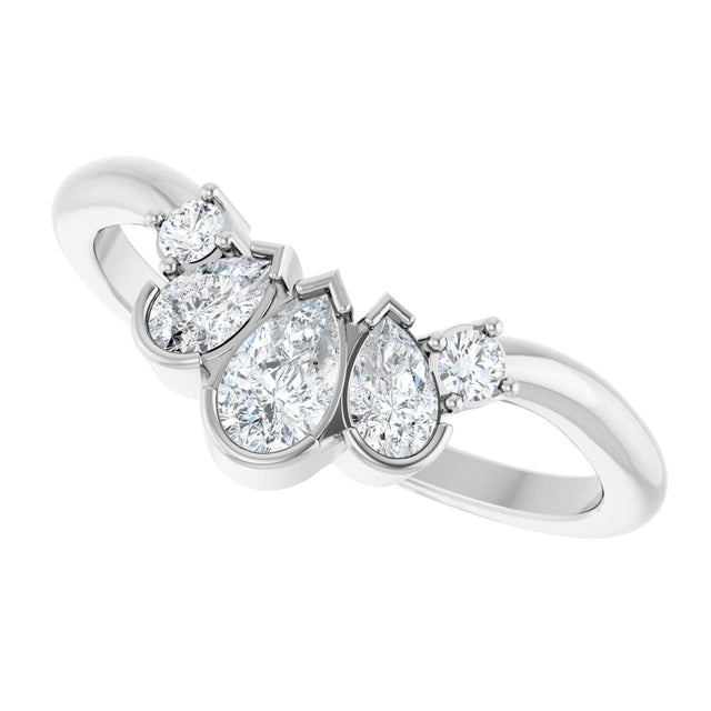 Platinum Pear Natural Diamond Accented Contour Band - 1/2 CTW - view 10