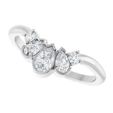 14K Gold Pear Natural Diamond Accented Contour Band - 1/2 CTW - White Gold - view 10