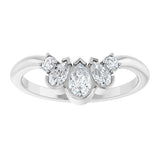 14K Gold Pear Natural Diamond Accented Contour Band - 1/2 CTW - White Gold - view 8