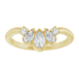 14K Gold Pear Natural Diamond Accented Contour Band - 1/2 CTW - Yellow Gold - view 8