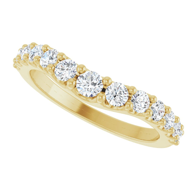 14K Gold Round Lab-Grown Diamond Graduated Accent Contour Band - Yellow Gold - view 5