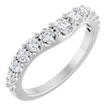 14K Gold Round Natural Diamond Graduated Accent Contour Band - White Gold