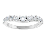 Platinum Round Natural Diamond Graduated Accent Contour Band - view 3