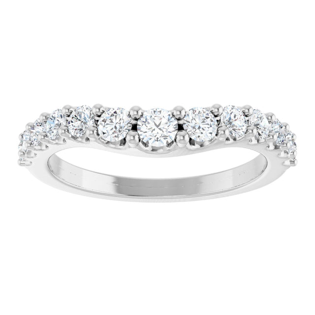 Platinum Round Natural Diamond Graduated Accent Contour Band - view 3