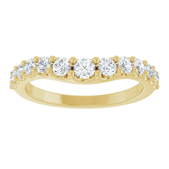 14K Gold Round Lab-Grown Diamond Graduated Accent Contour Band - Yellow Gold - view 3