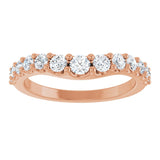 14K Gold Round Natural Diamond Graduated Accent Contour Band - Rose Gold - view 3