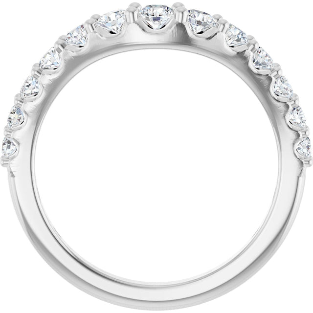 14K Gold Round Lab-Grown Diamond Graduated Accent Contour Band - White Gold - view 2