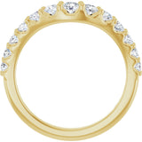 14K Gold Round Natural Diamond Graduated Accent Contour Band - Yellow Gold - view 2