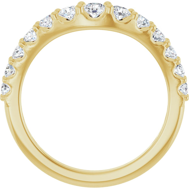 14K Gold Round Natural Diamond Graduated Accent Contour Band - Yellow Gold - view 2