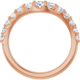 14K Gold Round Lab-Grown Diamond Graduated Accent Contour Band - Rose Gold - view 2