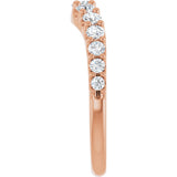 14K Gold Round Lab-Grown Diamond Graduated Accent Contour Band - Rose Gold - view 4