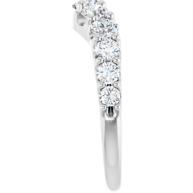 Platinum Round Lab-Grown Diamond Graduated Accent Contour Band - view 4