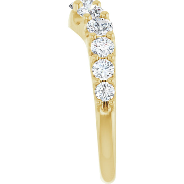 14K Gold Round Lab-Grown Diamond Graduated Accent Contour Band - Yellow Gold - view 4