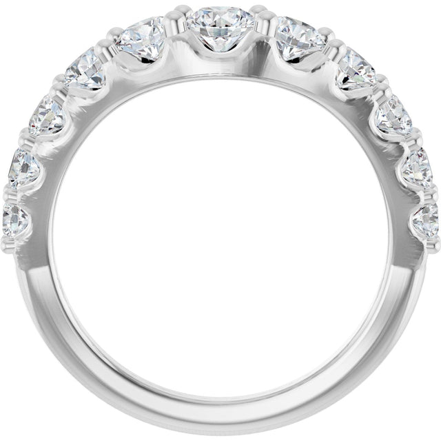 Platinum Round Lab-Grown Diamond Graduated Accent Contour Band - view 2