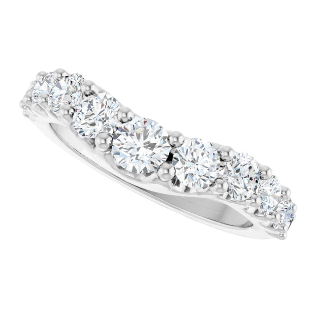 14K Gold Round Lab-Grown Diamond Graduated Accent Contour Band - White Gold - view 5