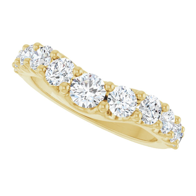 14K Gold Round Lab-Grown Diamond Graduated Accent Contour Band - Yellow Gold - view 5