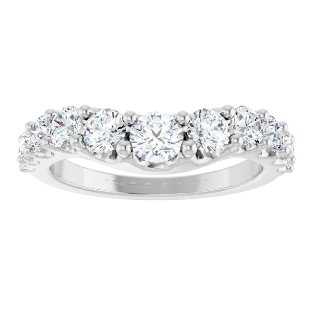 Platinum Round Natural Diamond Graduated Accent Contour Band - view 3