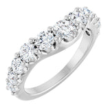 14K Gold Round Lab-Grown Diamond Graduated Accent Contour Band - White Gold