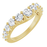 14K Gold Round Natural Diamond Graduated Accent Contour Band - Yellow Gold