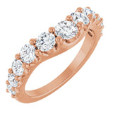 14K Gold Round Lab-Grown Diamond Graduated Accent Contour Band - Rose Gold