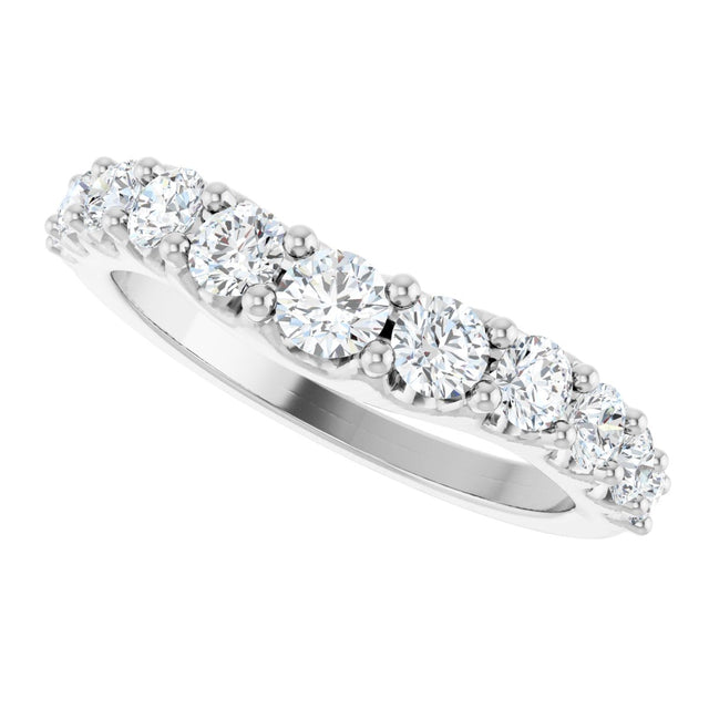 14K Gold Round Lab-Grown Diamond Graduated Accent Contour Band - White Gold - view 5