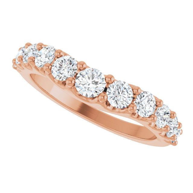 14K Gold Round Lab-Grown Diamond Graduated Accent Contour Band - Rose Gold - view 5