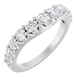 Platinum Round Lab-Grown Diamond Graduated Accent Contour Band
