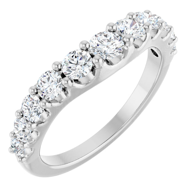 Platinum Round Lab-Grown Diamond Graduated Accent Contour Band