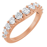 14K Gold Round Natural Diamond Graduated Accent Contour Band - Rose Gold