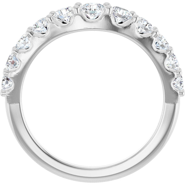 Platinum Round Lab-Grown Diamond Graduated Accent Contour Band - view 2