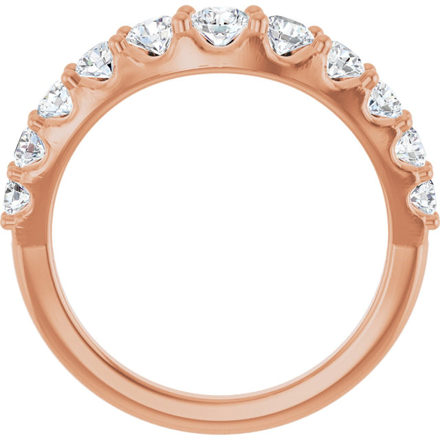 14K Gold Round Natural Diamond Graduated Accent Contour Band - Rose Gold - view 2