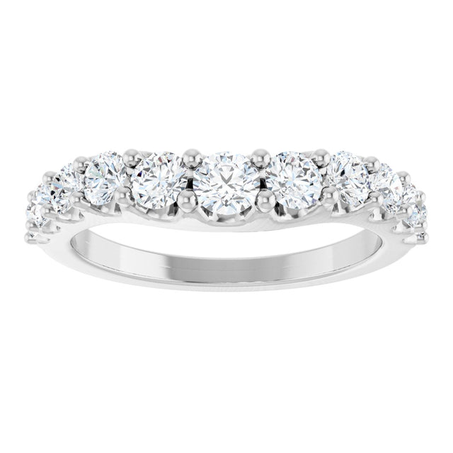 14K Gold Round Lab-Grown Diamond Graduated Accent Contour Band - White Gold - view 3