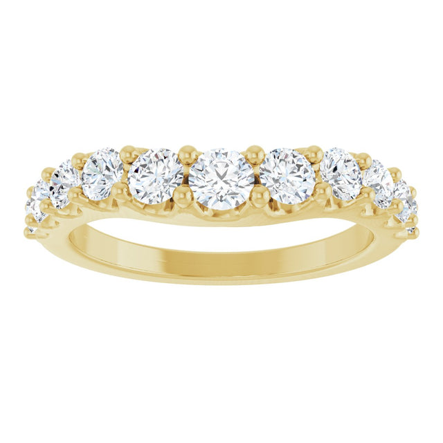 14K Gold Round Lab-Grown Diamond Graduated Accent Contour Band - Yellow Gold - view 3