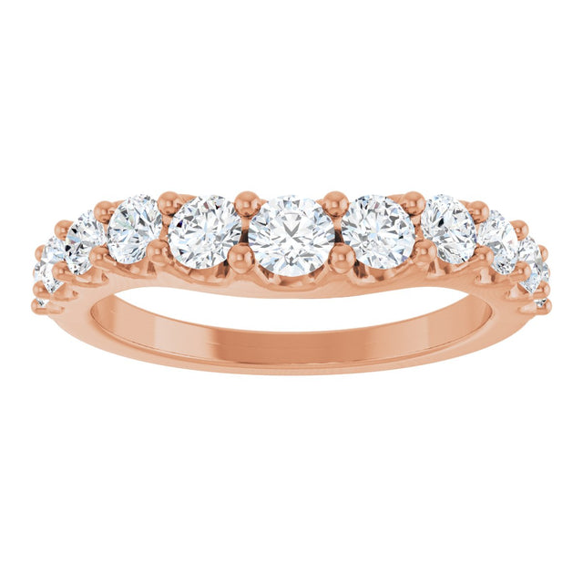 14K Gold Round Lab-Grown Diamond Graduated Accent Contour Band - Rose Gold - view 3