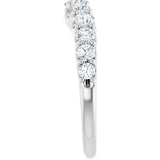 Platinum Round Natural Diamond Graduated Accent Contour Band - view 4