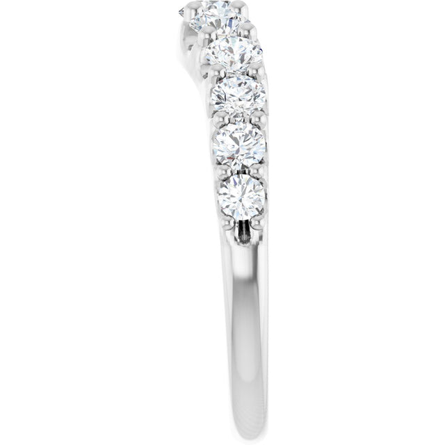 14K Gold Round Lab-Grown Diamond Graduated Accent Contour Band - White Gold - view 4