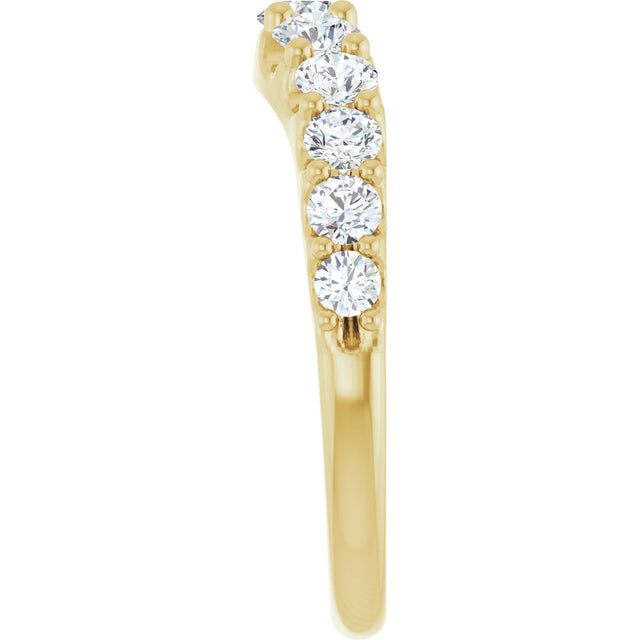 14K Gold Round Lab-Grown Diamond Graduated Accent Contour Band - Yellow Gold - view 4