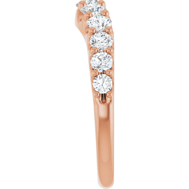 14K Gold Round Lab-Grown Diamond Graduated Accent Contour Band - Rose Gold - view 4