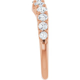 14K Gold Round Natural Diamond Graduated Accent Contour Band - Rose Gold - view 4