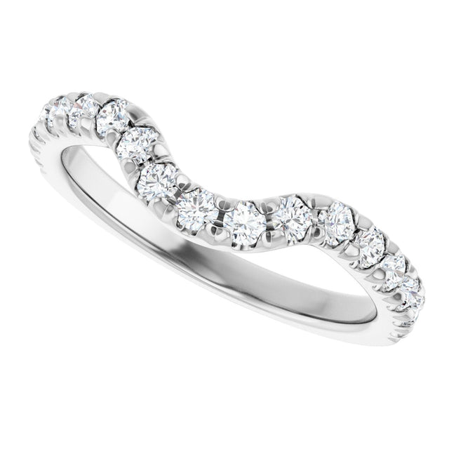 Platinum Round Natural Diamond French-Set Contour Band – 1.3-2mm Stones - view 5